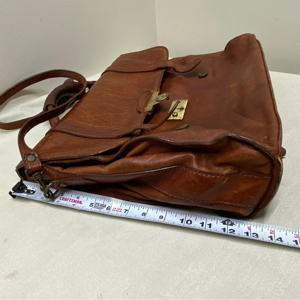 Italian Vintage Leather Brown Messenger Bag , Rare